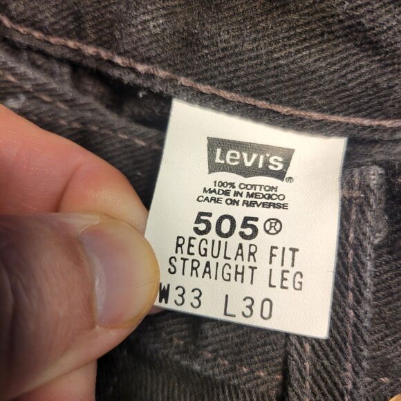 Levis 505 Jeans Mens 33x30 Black Denim LOOKS NEW Regular Fit Straight Leg 2001 - Picture 2 of 9